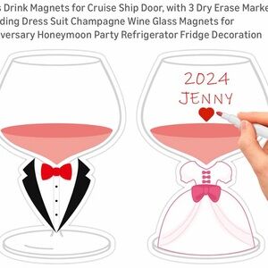 Wedding Dress Suit Wine Glass Magnets